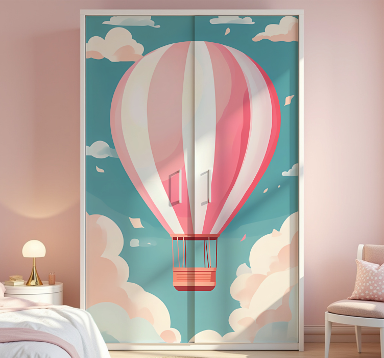 white and pink air balloon furniture sticker - TenStickers