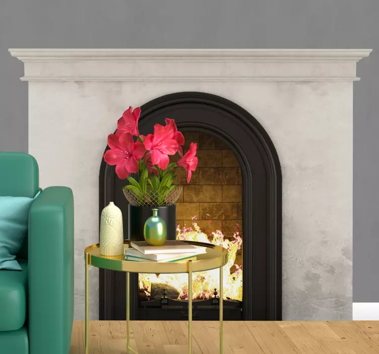 White fireplace 3D Sticker - TenStickers