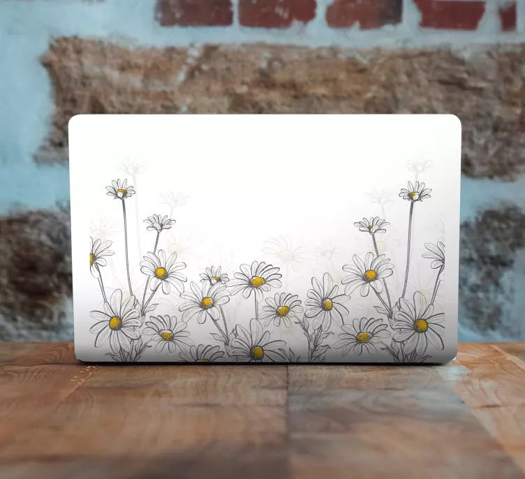 White flower background laptop skins - TenStickers