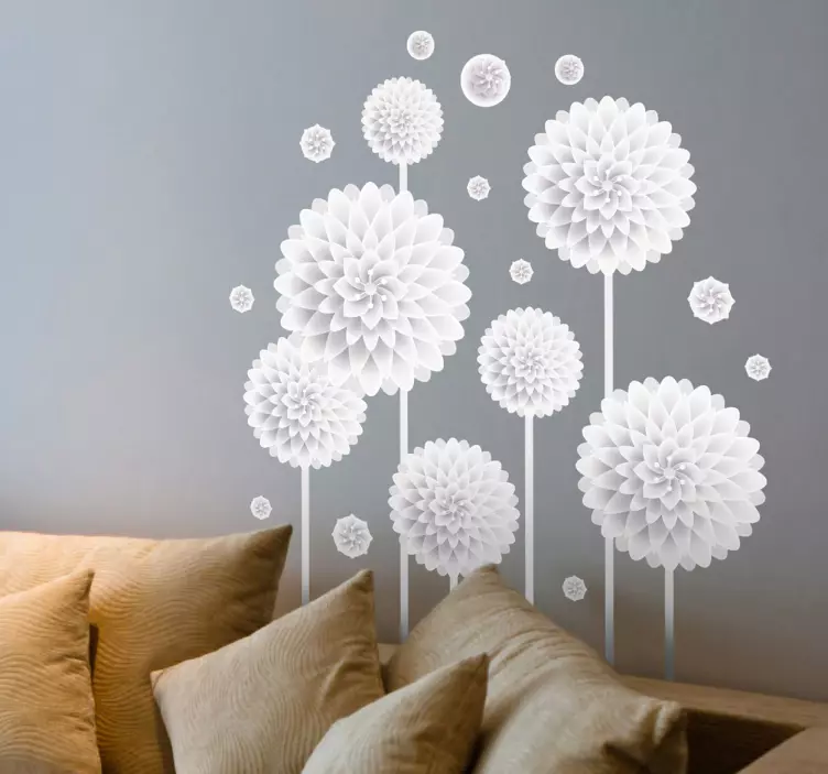 White Flowers Wall Sticker - TenStickers