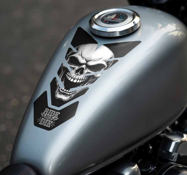 White skull motorcycle sticker - TenStickers