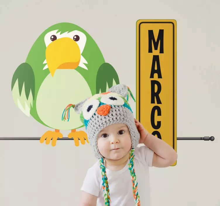 Wild animal parrot with name childrens Sticker - TenStickers