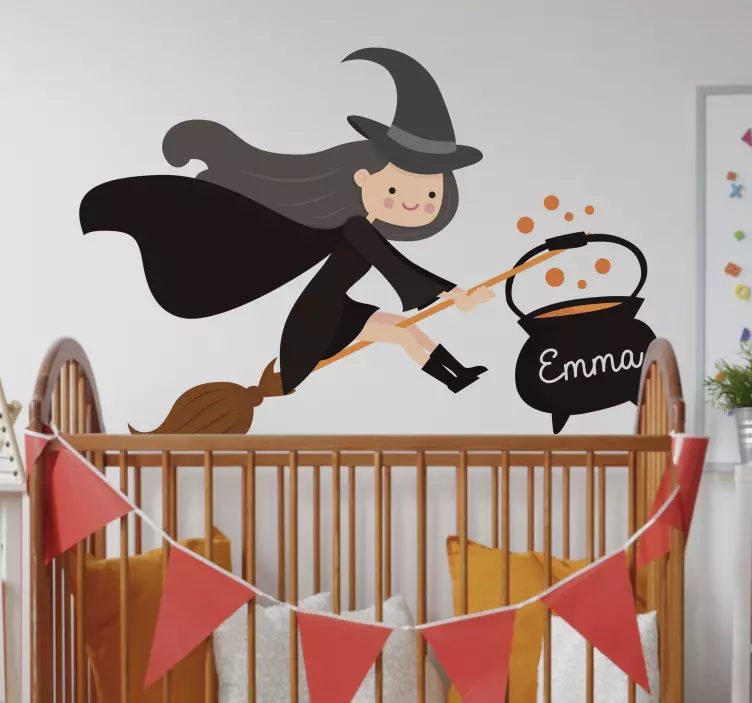 witch halloween childrensroom sticker - TenStickers