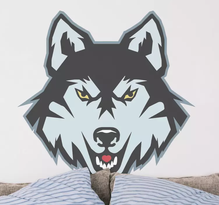Wolf cartoon angry blue husky wild animal decal - TenStickers