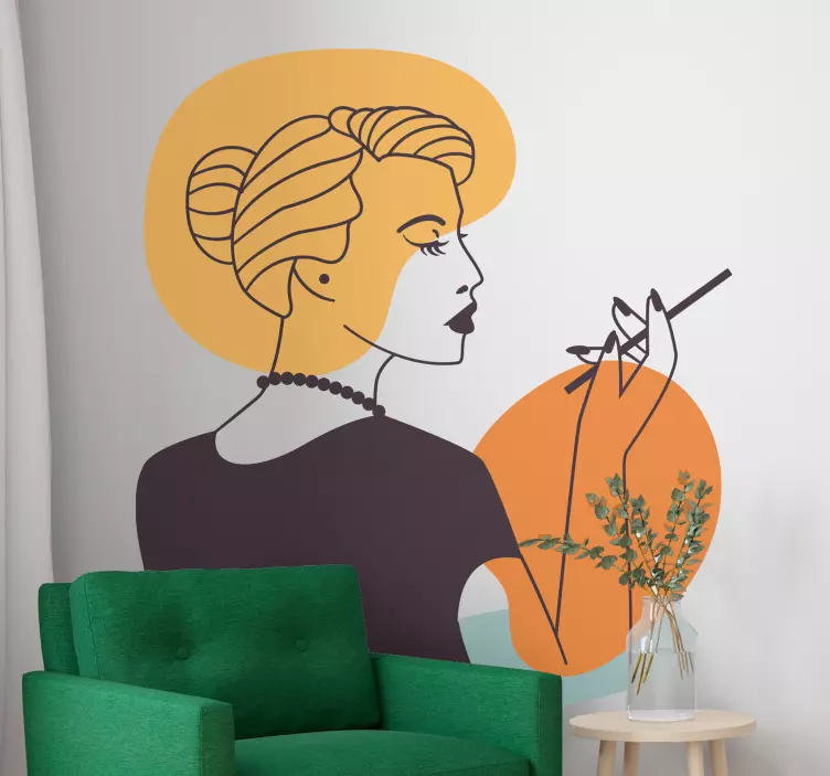women elegant line art style furniture sticker - TenStickers