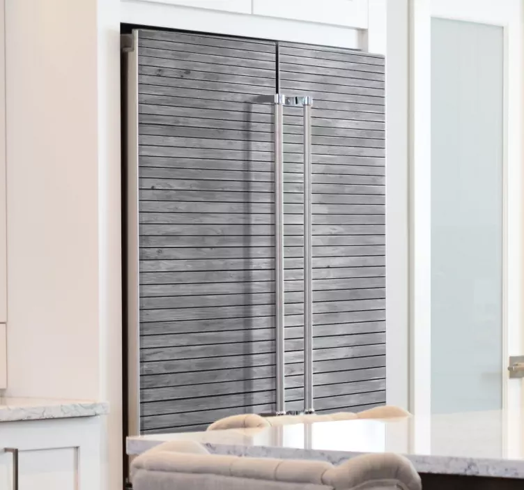 Wooden gray fridge sticker - TenStickers