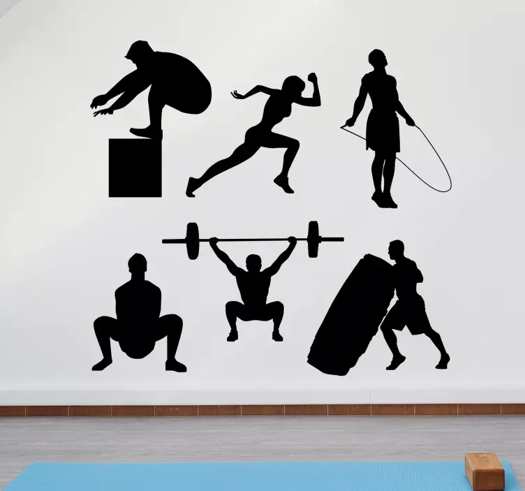 Work out fitness weights people sticker - TenStickers