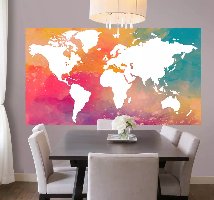 World map colors world map wall sticker - TenStickers