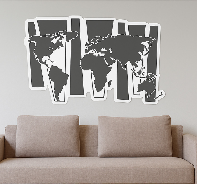 Worldmap in frames living room wall sticker - TenStickers