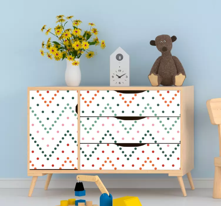Zig zag lines multicolor dots furniture sticker - TenStickers