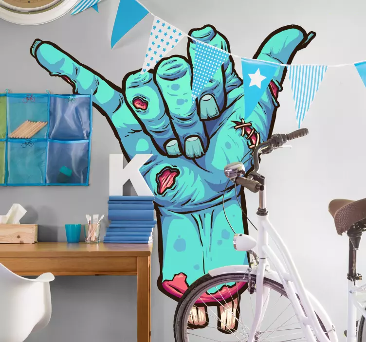 Zombie shaka hang halloween sticker - TenStickers