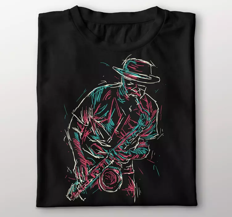 Abstract jazz saxophone player custom t-shirt - TenStickers