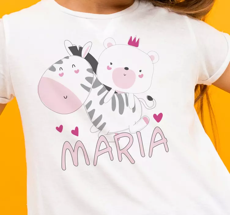 Baby Zebra and bear name Kids t-shirt - TenStickers