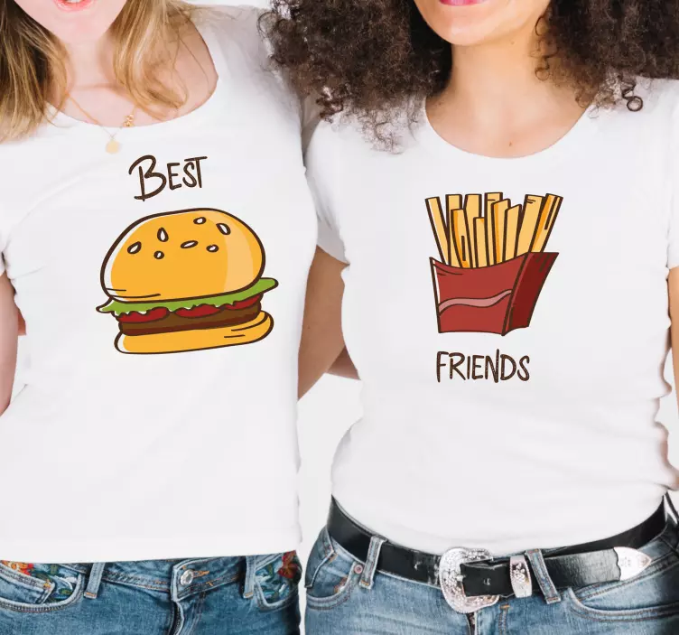 Best friends fries and hamburger  custom t-shirt - TenStickers