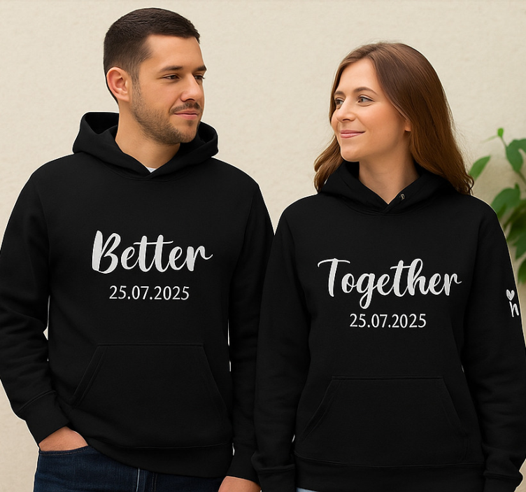 Better together custom date hoodie - TenStickers