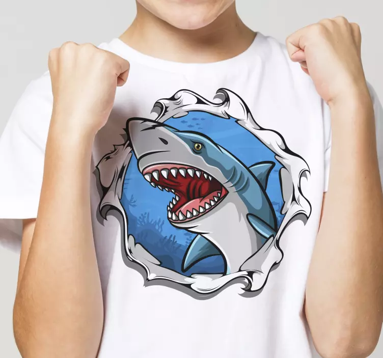 Big shark 3D Kids t-shirt - TenStickers