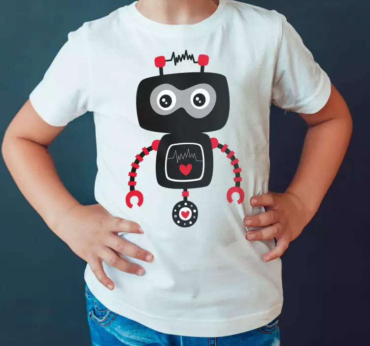 Black cartoon robot Kids t-shirt - TenStickers