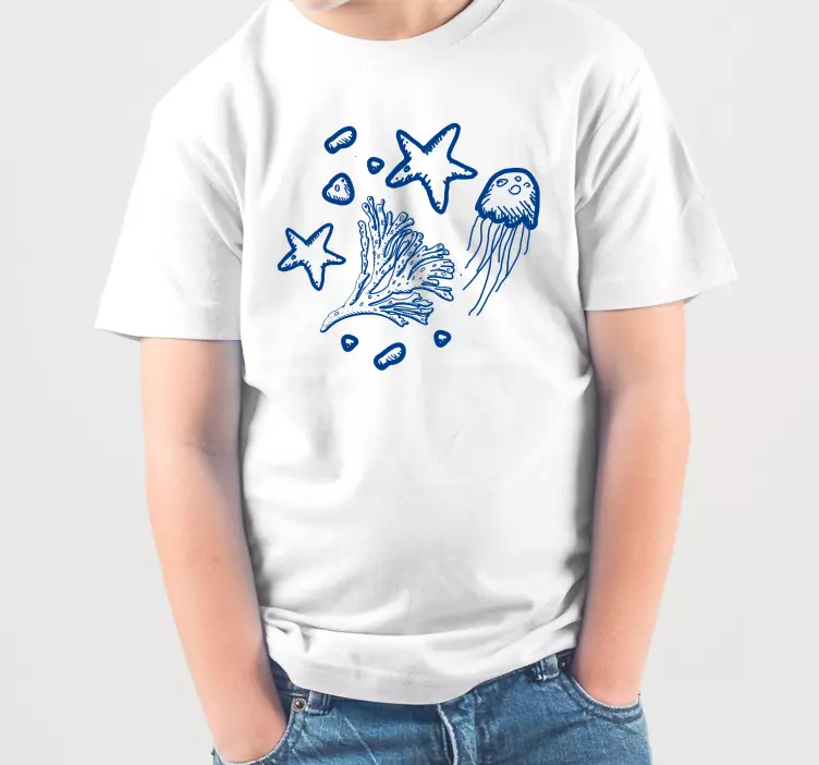 Blue silhouetted sea creatures Kids t-shirt - TenStickers