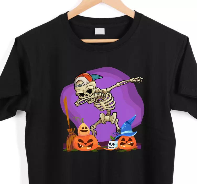 Cartoon skeleton doing a dab Halloween shirt - TenStickers