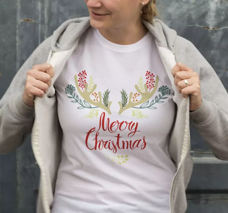 christmas reindeer green t-shirt Christmas - TenStickers