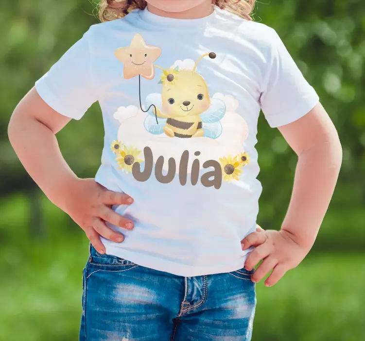 Cute animals bee with name Baby shirt - TenStickers