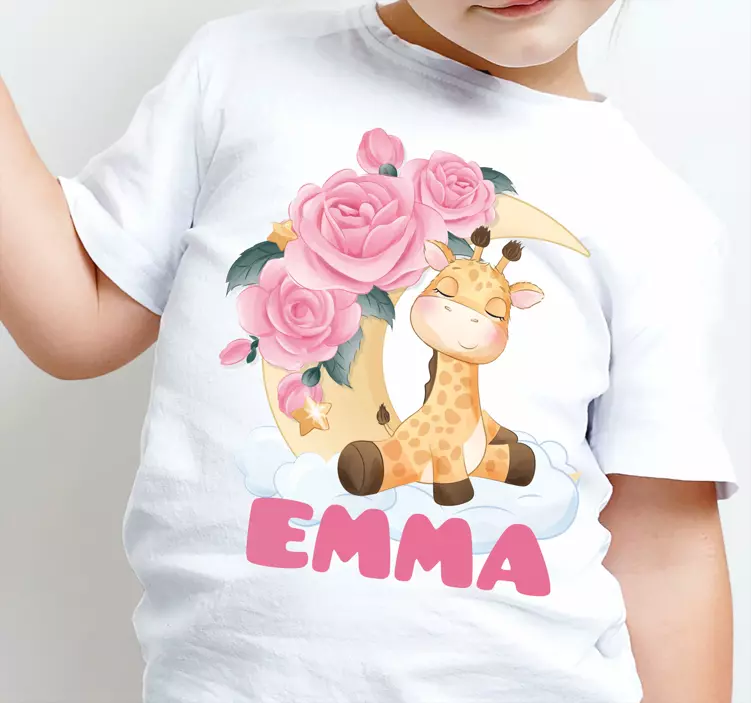 Cute animals giraffe with name Baby shirt - TenStickers