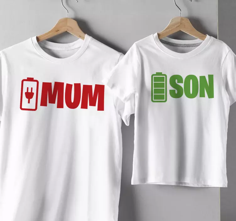 Funny design battery Mother daughter shirt - TenStickers