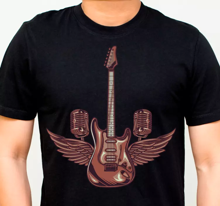 Guitar wings microphones t-shirt - TenStickers