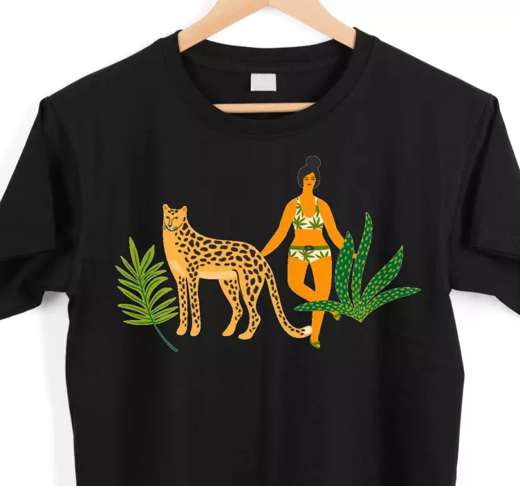 Leopard and woman art t-shirt - TenStickers