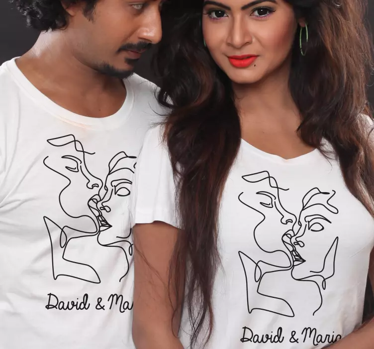 Line Art Couple T-shirts with name - TenStickers