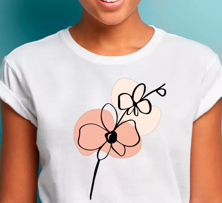 Orchids abstract line art design t-shirt