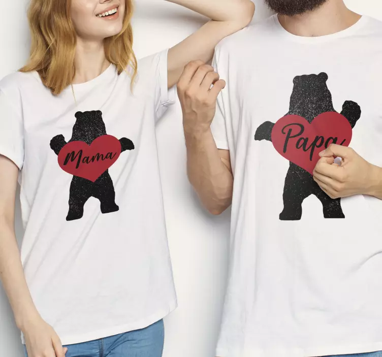 Papa Bear & Mama Bear Couple t shirts - TenStickers