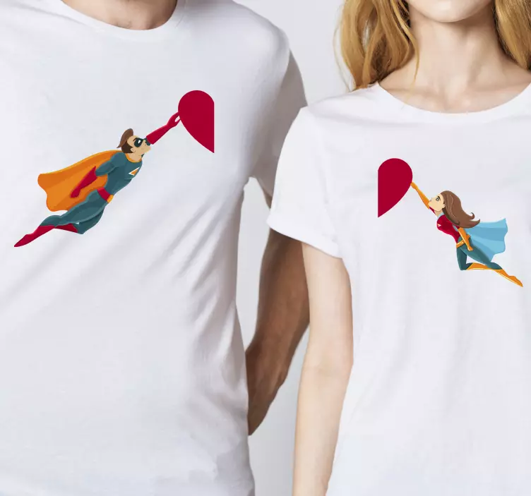 Superhero couple Couple t shirts - TenStickers