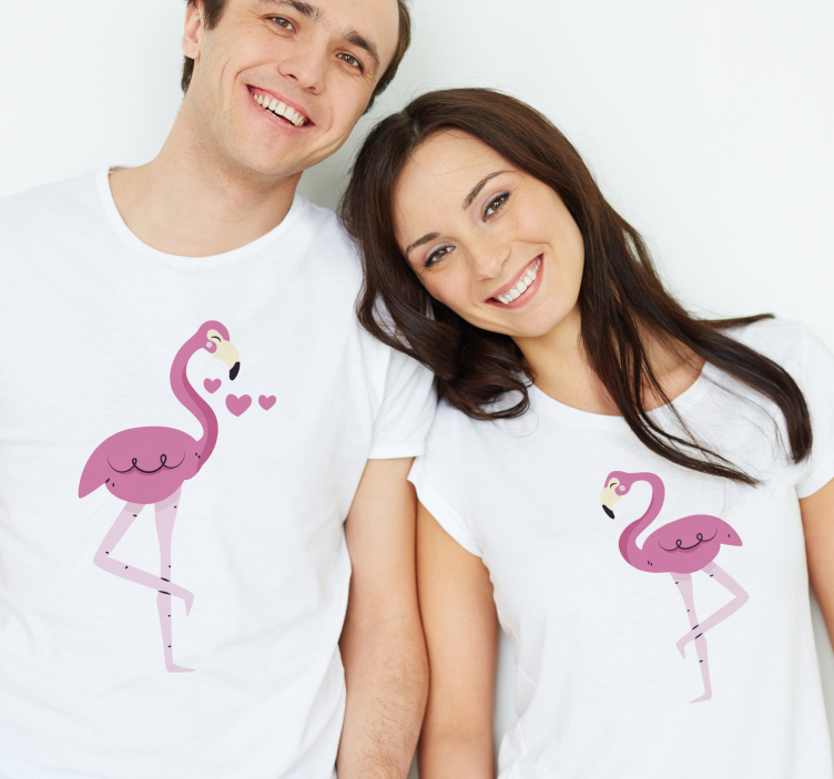 Two flamingos couple t-shirts - TenStickers