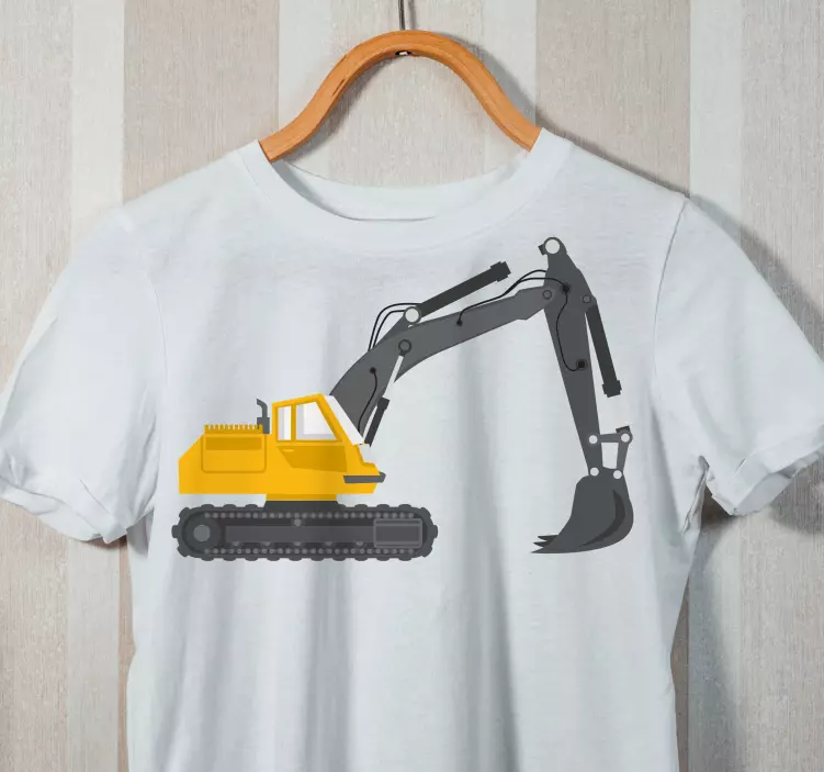 Yellow excavator drawing Kids t-shirt - TenStickers