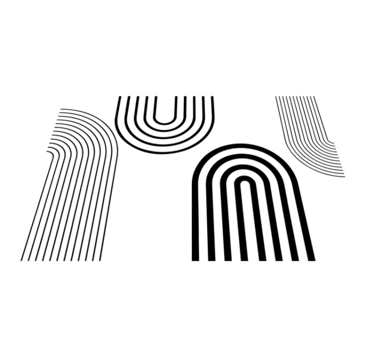 Thin minimalist black arcs white  vinyl rug - TenStickers