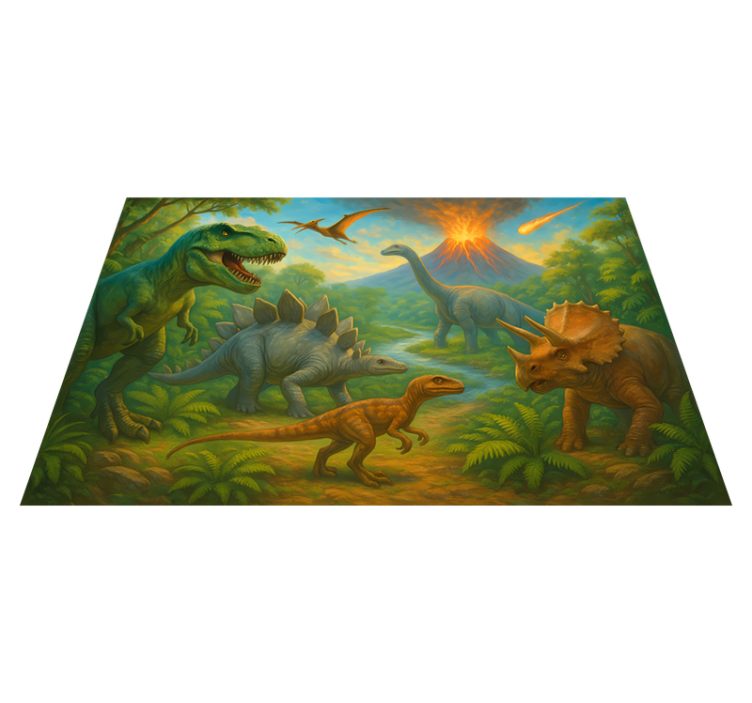 Dinosaurs extinction animal vinyl rug - TenStickers