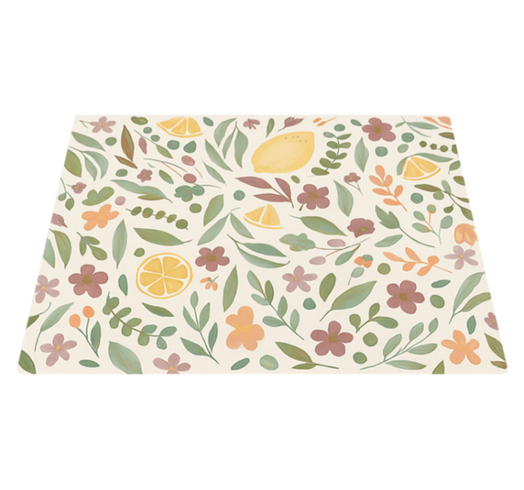 Lemon floral design outdoor vinyl rug - TenStickers