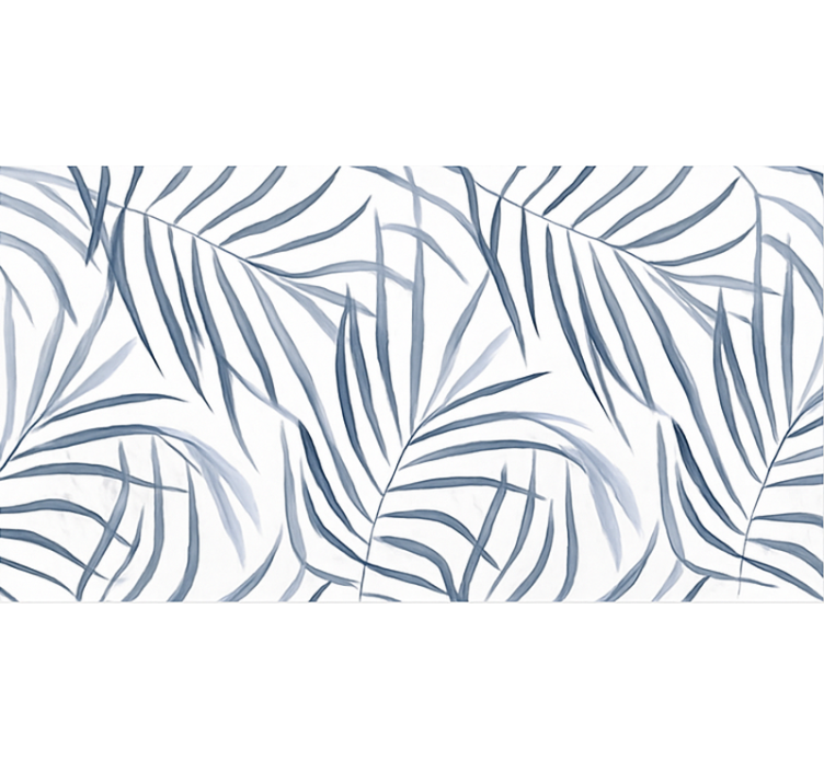 Thin leaves design blue vinyl rug - TenStickers