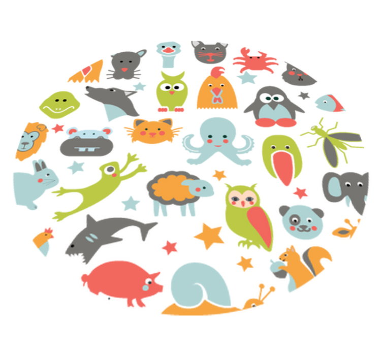 Animal vinyl rug featuring animals in a circle - TenStickers