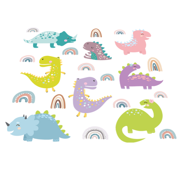 Animal vinyl rug nordic dinosaurs and rainbows set - TenStickers
