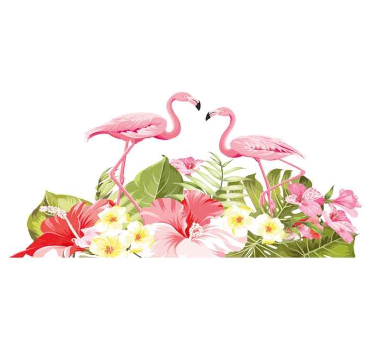 Animal vinyl rug tropical flower flamingo - TenStickers