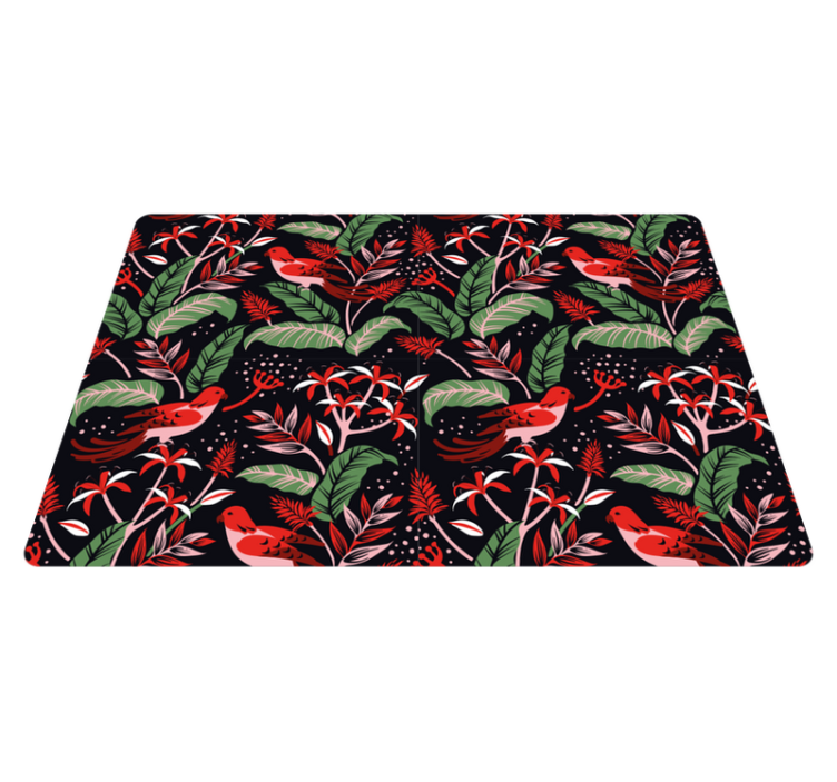Animal vinyl rug with red and pink leaves pattern - TenStickers