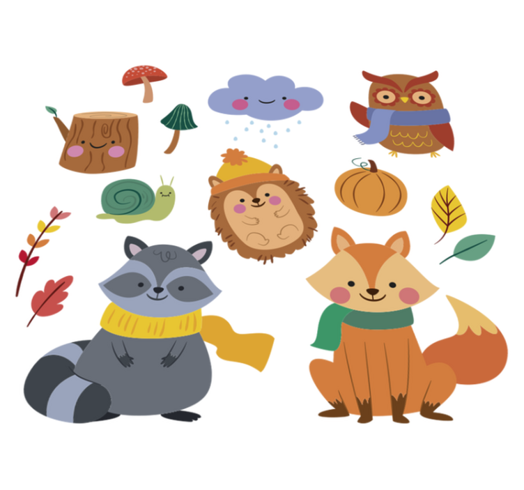 Autumn florals and animals animal vinyl rug - TenStickers