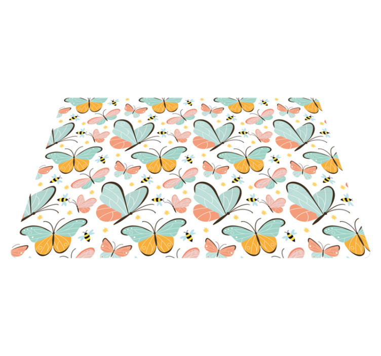 Butterflies and bees animal vinyl rug - TenStickers