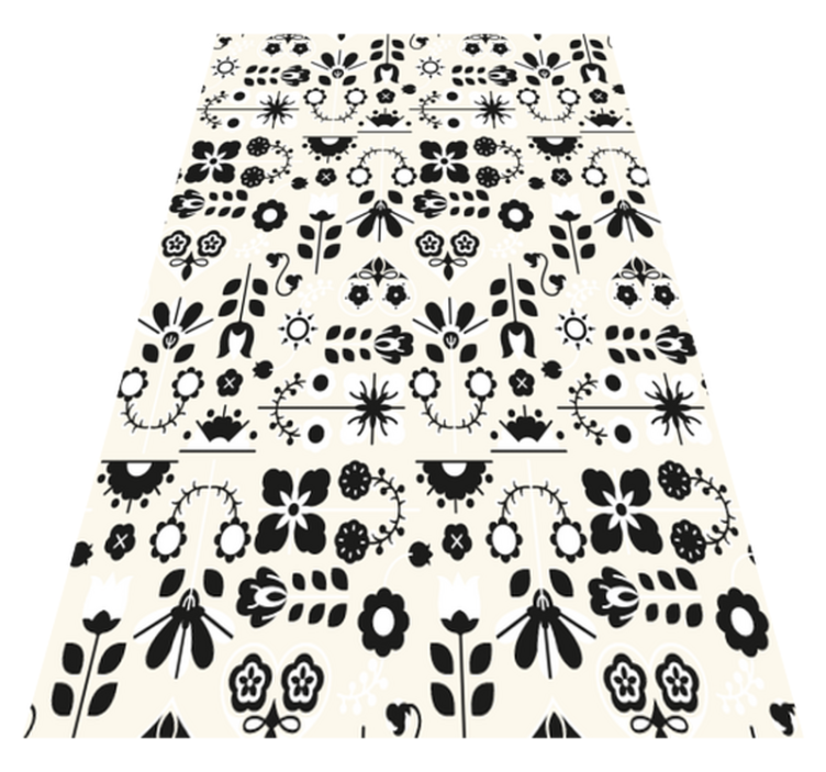 Animal vinyl rug in black and white folk pattern - TenStickers