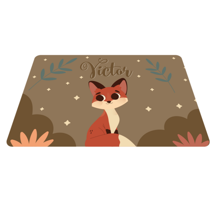 Animal vinyl rug cute fox for boy with name - TenStickers