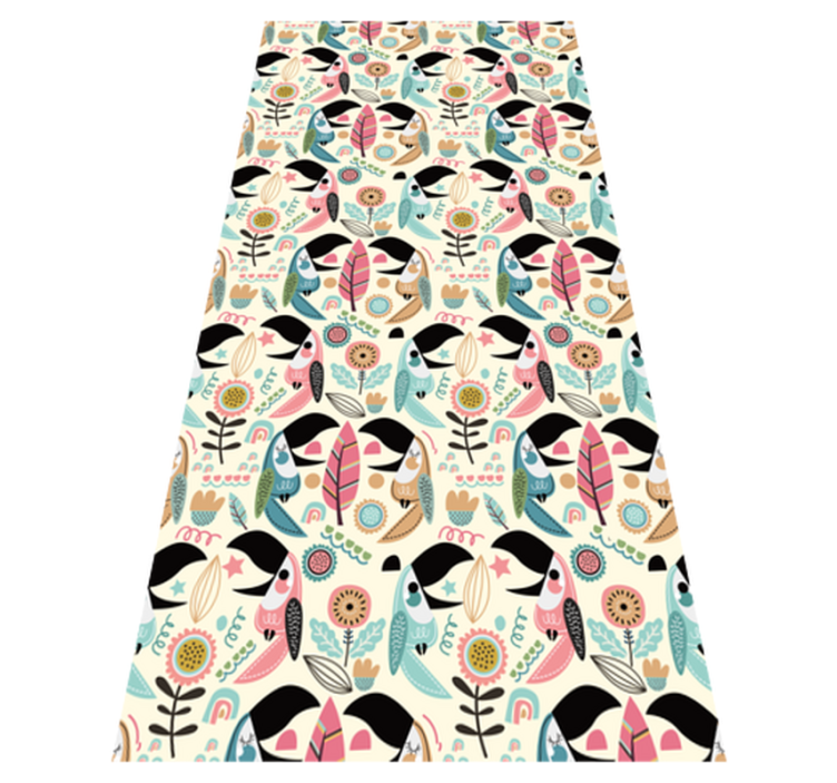 Blue nordic pastel leaves animal vinyl rug - TenStickers