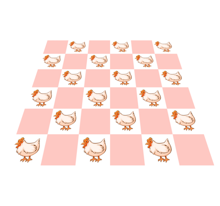 Animal vinyl rug in pink squares with roosters - TenStickers