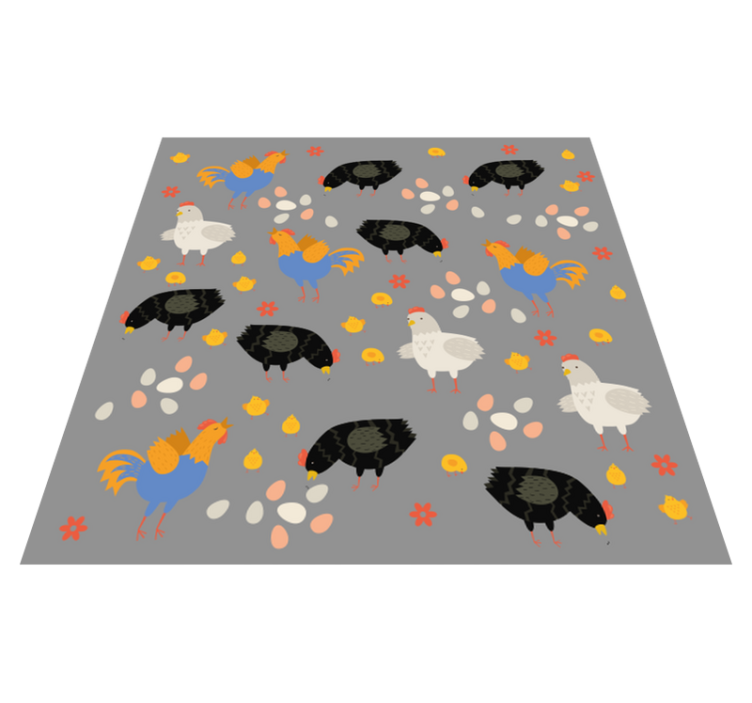 Animal vinyl rug chickens in the coop pattern - TenStickers